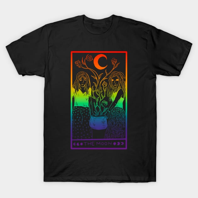 Midnight Margarita Moon - rainbow tarot card gay pride T-Shirt by TheDoodlemancer